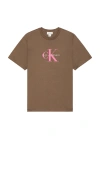 Calvin Klein Monologo Tee In Chocolate Chip
