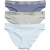 Calvin Klein Motive Cotton Bikini Panties In Blue/grey