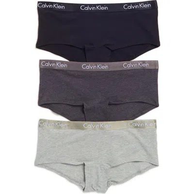 Calvin Klein Motive Cotton Boyshorts In 54h Black/charc