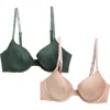 Calvin Klein Motive Shine 2-pack Underwire Lightly Lined Demi Bra In Multi