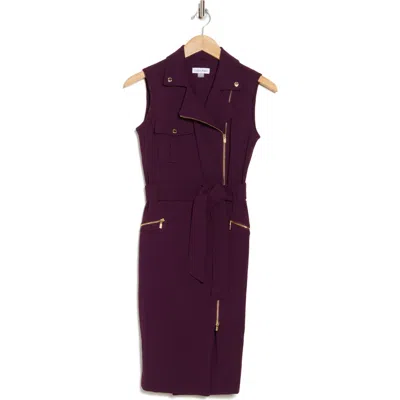 Calvin Klein Moto Tank Dress In Aubergine