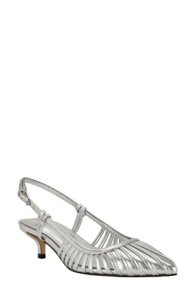 Calvin Klein Movella Slingback Kitten Heel Pump In Silver