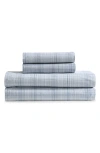 Calvin Klein Multi Grid 200 Thread Count Cotton Percale Sheet Set In Blue