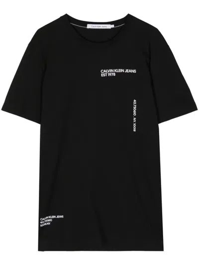 Calvin Klein Multiplacement Cotton T-shirt In Black