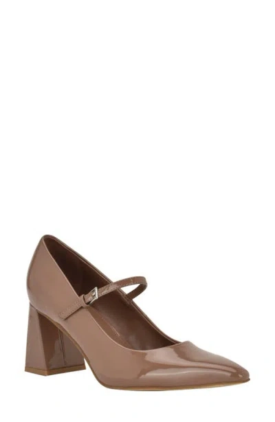 Calvin Klein Naprina Pointed Toe Mary Jane Pump In Brown