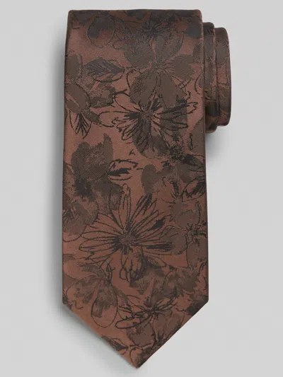 Calvin Klein Narrow Mackenzie Floral Tie In Brown