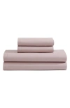 Calvin Klein Naturals 240 Thread Count Cotton Blend Sheet Set In Mauve