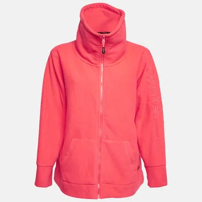 Pre-owned Calvin Klein Neon Pink Synthetic Fleece Performance Jacket Xxl