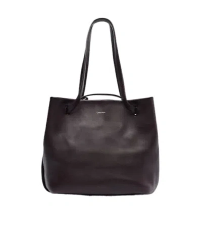 Calvin Klein Nine Small Leather Shopper In Black