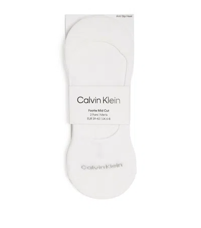 Calvin Klein No Show Footie Socks In White
