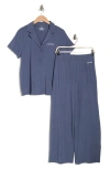 Calvin Klein Notch Collar Knit Pajamas In Dxs Scorched Blue