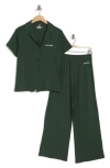Calvin Klein Notch Collar Knit Pajamas In Green