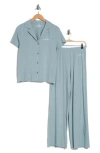 Calvin Klein Notch Collar Knit Pajamas In Pfe Slate