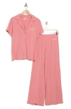 Calvin Klein Notch Collar Knit Pajamas In Pink Blossom