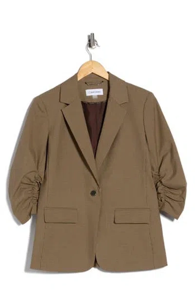 Calvin Klein Novelty Check Blazer In Brown