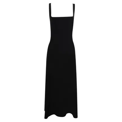 Pre-owned Calvin Klein Nwt 1990s  Black Stretch Flare Maxi Swim/beach Dress M