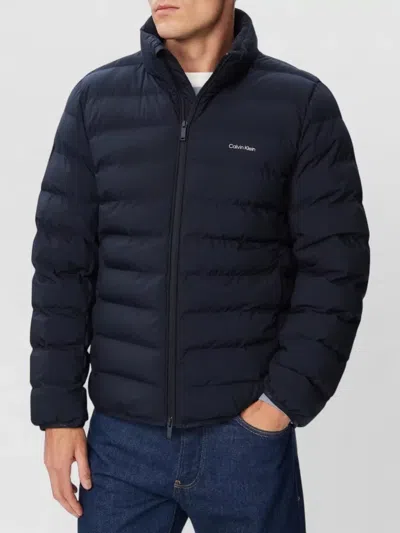 Calvin Klein Lightweight Quilted Puffer Jacket With High Collar And Subtle Branding In Black