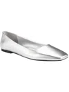 Calvin Klein Nyta Womens Leather Square Toe Ballet Flats In Silver
