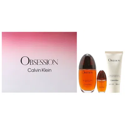 Calvin Klein Obsession Ladies Set - 3.4 oz Edp Spray/ 3.4 oz Body Lotion/0.5 Mini In Transparent