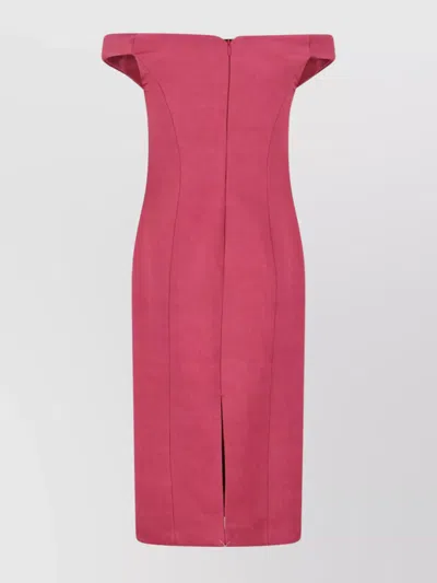 Calvin Klein Off-shoulder Knee-length Dress Featuring Seam Design In Pink