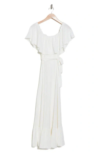 Calvin Klein Off-the-shoulder Gauze Midi Dress In White