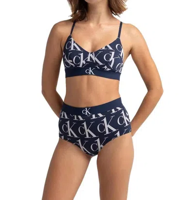 Calvin Klein One Plush 8.25 High-waist Hipster In Print/blue Shadow In Multi