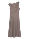 Calvin Klein One-shoulder Patterned Midi Dress In Neutral