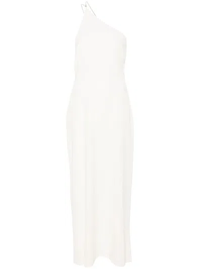 Calvin Klein One-shoulder Crepe Maxi Dress In Neutrals