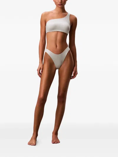 Calvin Klein One-shoulder Bikini Top In Gray