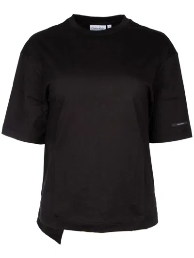 Calvin Klein Open-back Round-neck T-shirt In Black