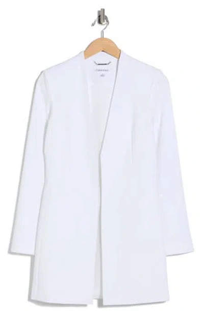 Calvin Klein Open Front Roll Sleeve Blazer In White