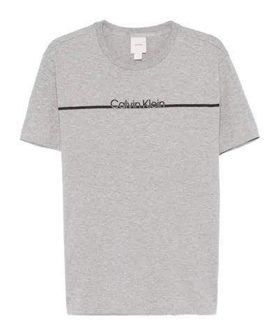 Calvin Klein Open-necked Black Shirt In Gray