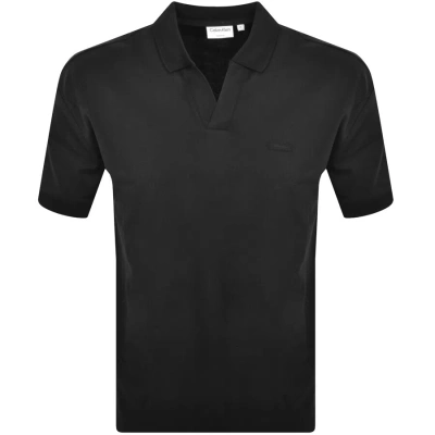 Calvin Klein Open Placket Polo T Shirt Black