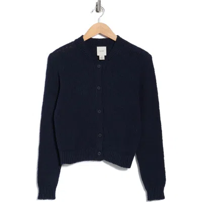 Calvin Klein Open Stitch Cotton Blend Cardigan In Blue