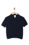 Calvin Klein Open Stitch Cotton Blend Polo In Blue
