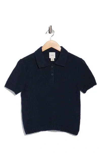 Calvin Klein Open Stitch Cotton Blend Polo In Blue