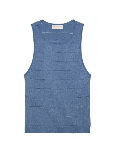 Calvin Klein Openwork-construction Top In Blue