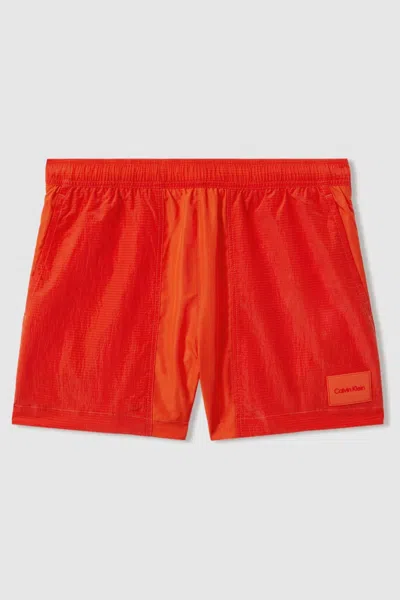 Calvin Klein Orange Underwear Drawstring Swim Shorts In Red