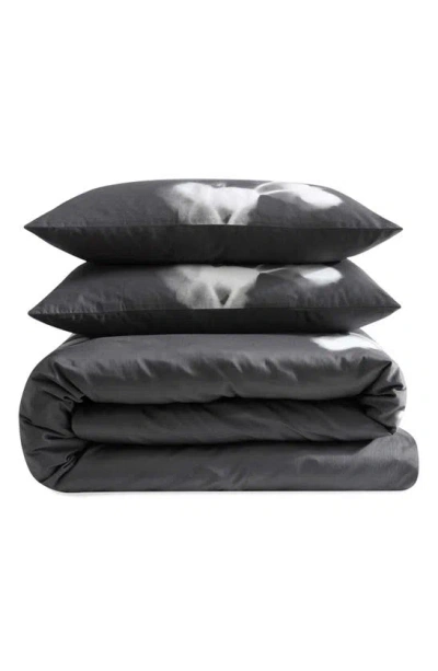 Calvin Klein Orchid Collection Cotton Sateen 3 Piece Duvet Cover Set, Queen In Grey