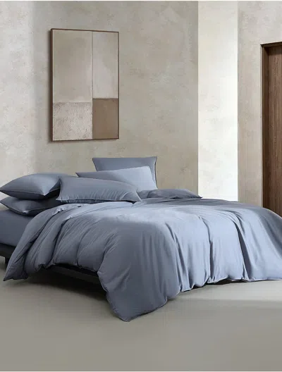 Calvin Klein 300 Thread Count Organic Earth Solid Cotton Sateen Duvet Cover Set In Light Blue