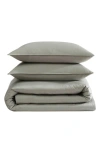 Calvin Klein Earth Collection Cotton Sateen 3 Piece Duvet Cover Set, King In Dusty Olive