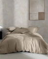 Calvin Klein Organic Earth Solid Cotton Sateen 3 Piece Duvet Cover Set, King In Light Brown
