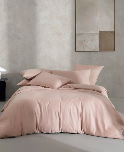 Calvin Klein Organic Earth Solid Cotton Sateen 3 Piece Duvet Cover Set, Queen In Light Pink