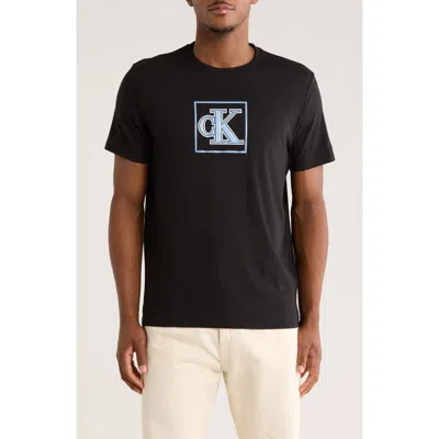 Calvin Klein Outline Box Logo Graphic T-shirt In Black