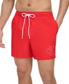 Calvin Klein Outline Logo Volley Swim Trunks Men's Red 5" Quick Dry Fts976 In Red
