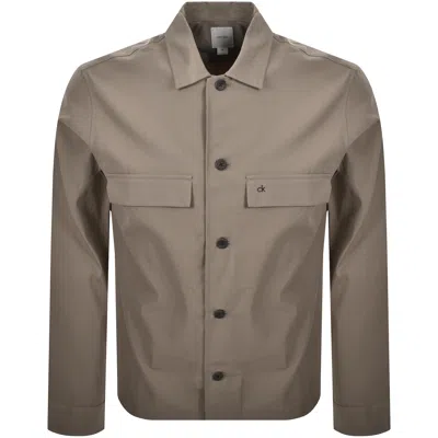 Calvin Klein Overshirt Jacket Fossil Brown