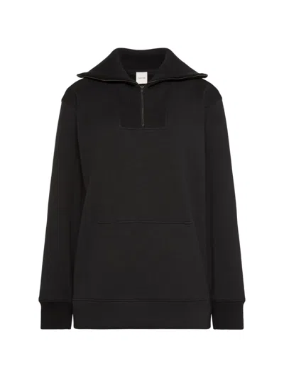 Calvin Klein Oversized Zip-collar Sweatshirt In Black