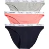 Calvin Klein Modern Logo Bikini 3-pack In Black/shoreline/grey