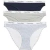 Calvin Klein Pack Of 3 Assorted Bikinis In Blue/grey/navy