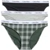 Calvin Klein Pack Of 3 Assorted Bikinis In Green/black/grey